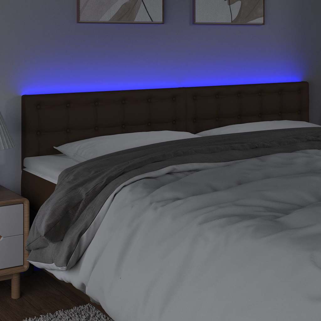 Κεφαλάρι Κρεβατιού LED Καφέ 160x5x78/88 εκ. από Συνθετικό Δέρμα