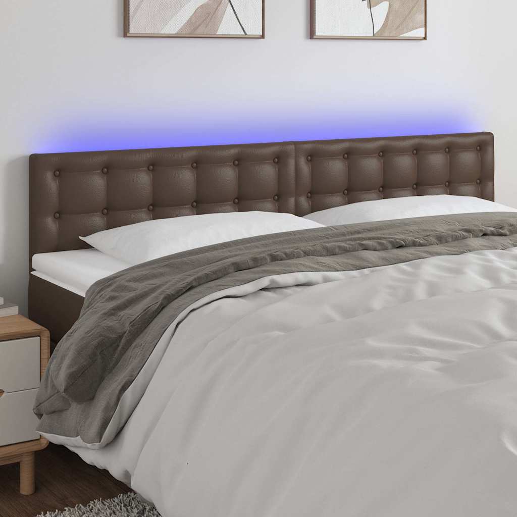 Κεφαλάρι Κρεβατιού LED Καφέ 160x5x78/88 εκ. από Συνθετικό Δέρμα