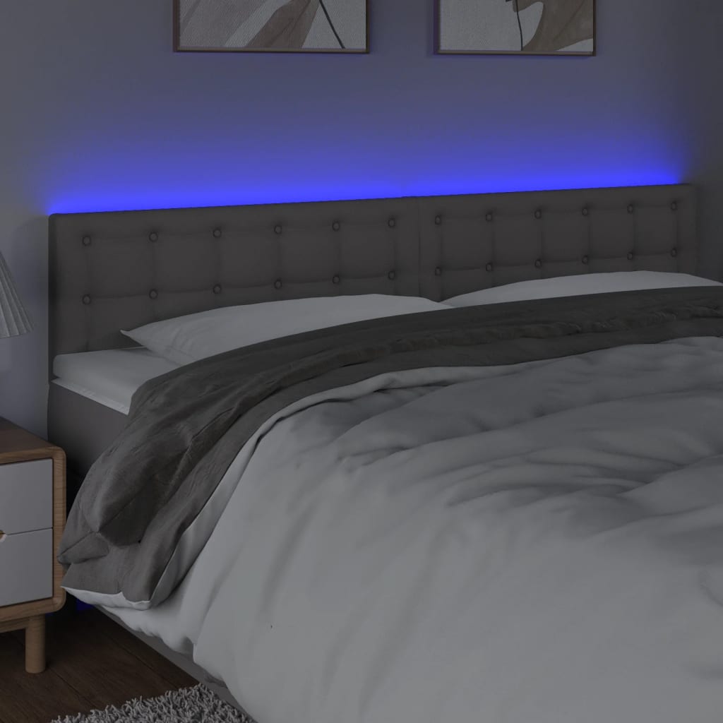 Κεφαλάρι Κρεβατιού LED Γκρι 160x5x78/88 εκ. από Συνθετικό Δέρμα