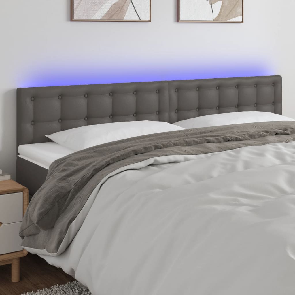 Κεφαλάρι Κρεβατιού LED Γκρι 160x5x78/88 εκ. από Συνθετικό Δέρμα