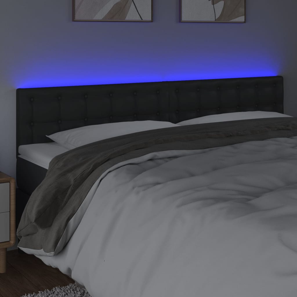 Κεφαλάρι Κρεβατιού LED Μαύρο 180x5x78/88 εκ. Συνθετ. Δέρμα