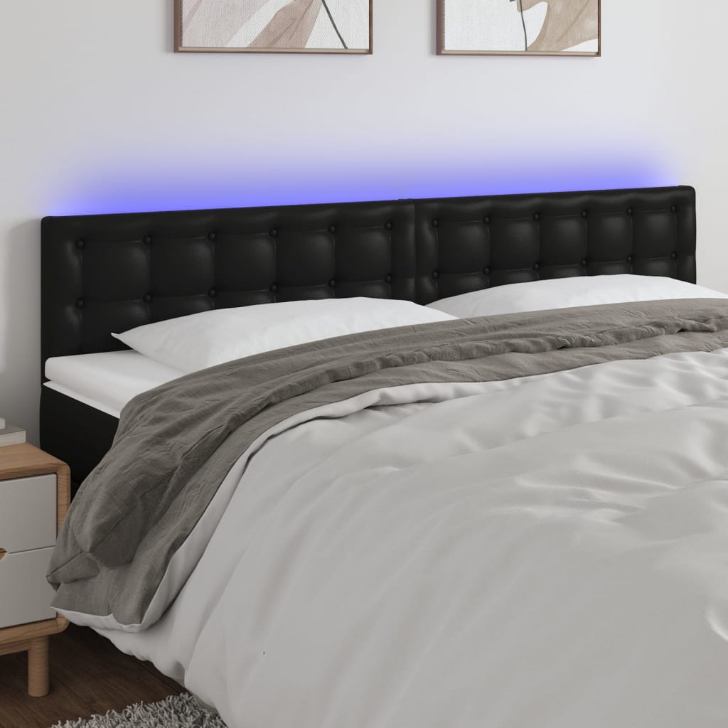Κεφαλάρι Κρεβατιού LED Μαύρο 180x5x78/88 εκ. Συνθετ. Δέρμα