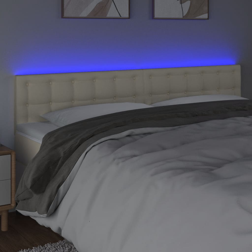 Κεφαλάρι Κρεβατιού LED Κρεμ 180x5x78/88 εκ. από Συνθετικό Δέρμα - Pakobazaar