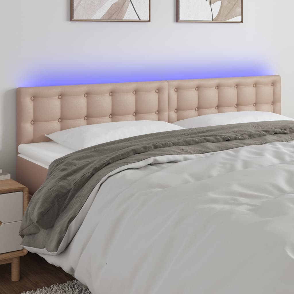 Κεφαλάρι Κρεβατιού LED Καπουτσίνο 180x5x78/88 εκ. Συνθετ. Δέρμα