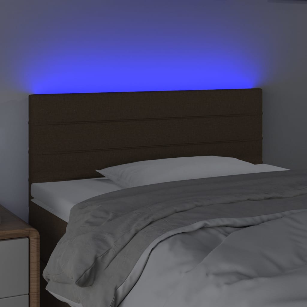 Κεφαλάρι Κρεβατιού LED Σκούρο Καφέ 90x5x78/88 εκ. Υφασμάτινο