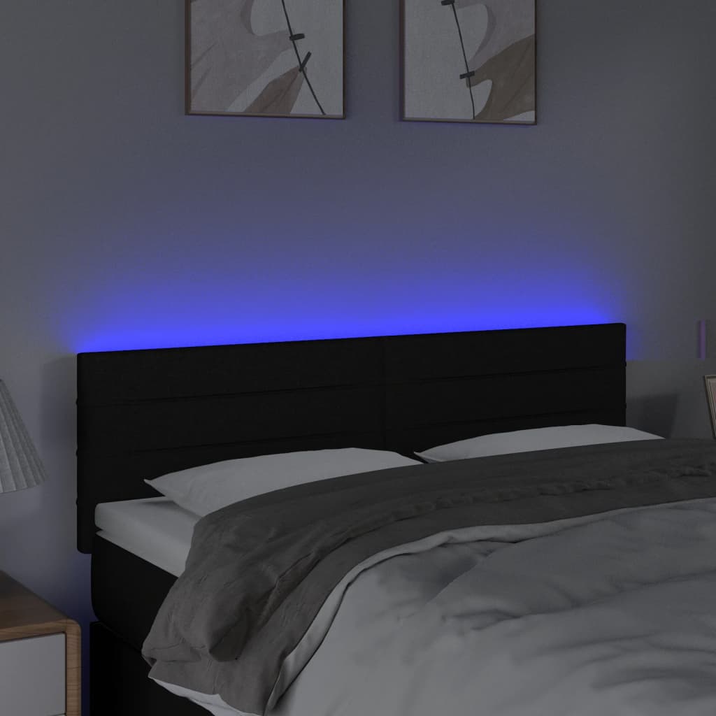 Κεφαλάρι Κρεβατιού LED Μαύρο 144x5x78/88 εκ. Υφασμάτινο