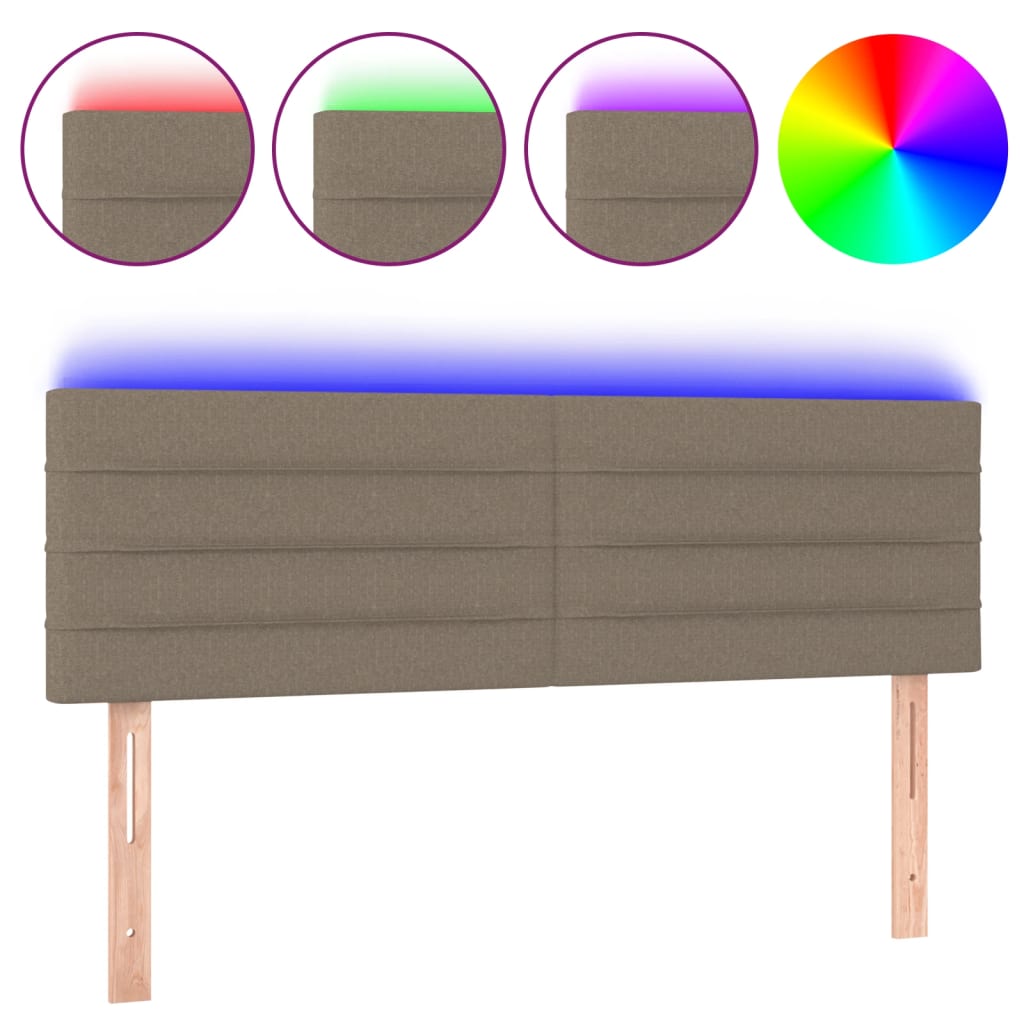 Κεφαλάρι Κρεβατιού LED Taupe 144x5x78/88 εκ. Υφασμάτινο