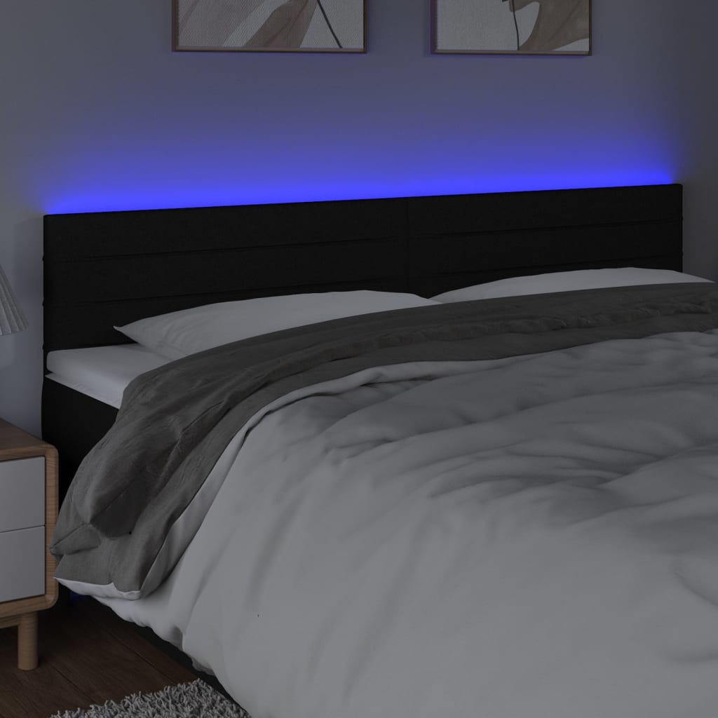 Κεφαλάρι Κρεβατιού LED Μαύρο 160x5x78/88 εκ. Υφασμάτινο