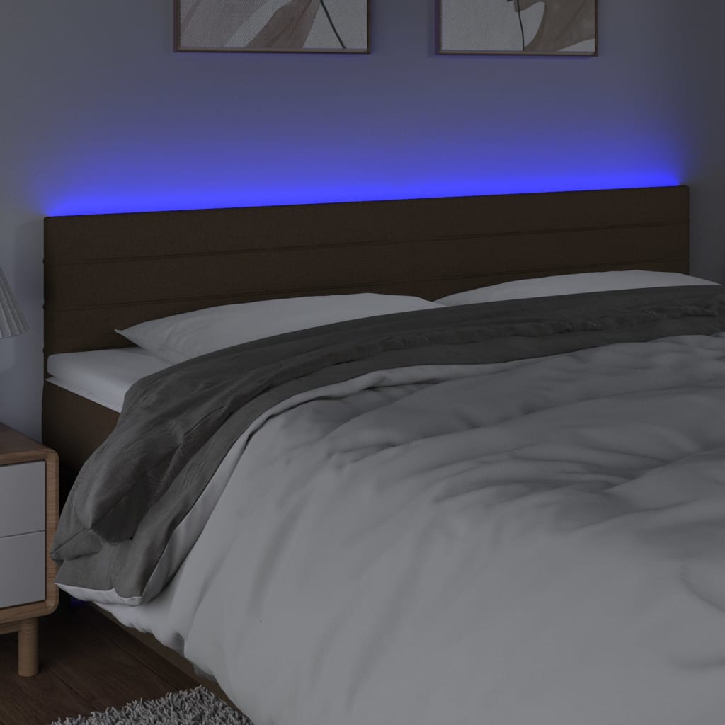 Κεφαλάρι Κρεβατιού LED Σκούρο Καφέ 160x5x78/88 εκ. Υφασμάτινο - Pakobazaar