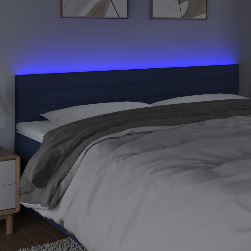 Κεφαλάρι Κρεβατιού LED Μπλε 160x5x78/88 εκ. Υφασμάτινο - Pakobazaar