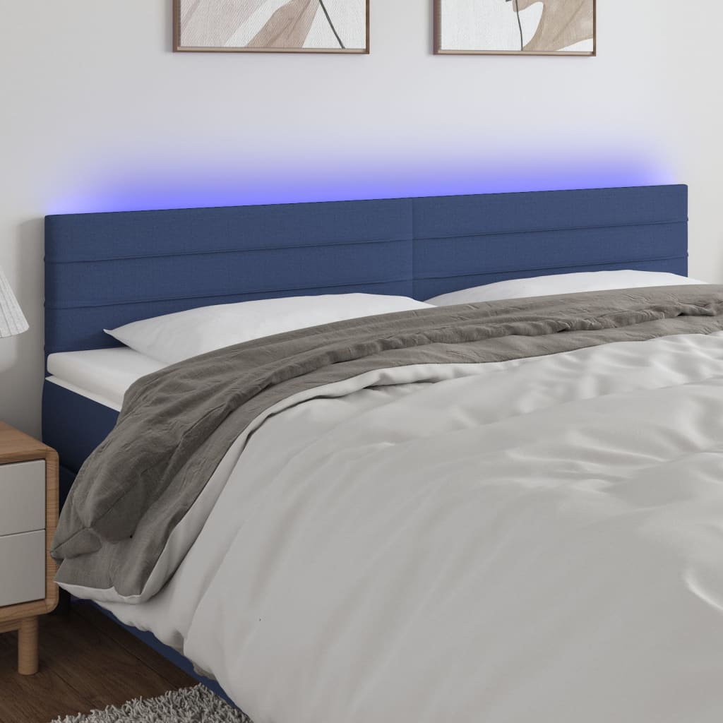 Κεφαλάρι Κρεβατιού LED Μπλε 160x5x78/88 εκ. Υφασμάτινο - Pakobazaar