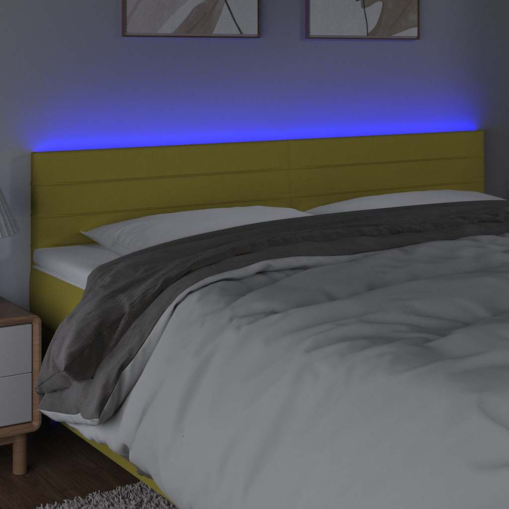 Κεφαλάρι Κρεβατιού LED Πράσινο 160x5x78/88 εκ. Υφασμάτινο