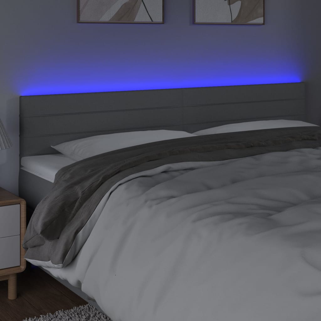 Κεφαλάρι Κρεβατιού LED Ανοιχτό Γκρι 180x5x78/88 εκ. Υφασμάτινο