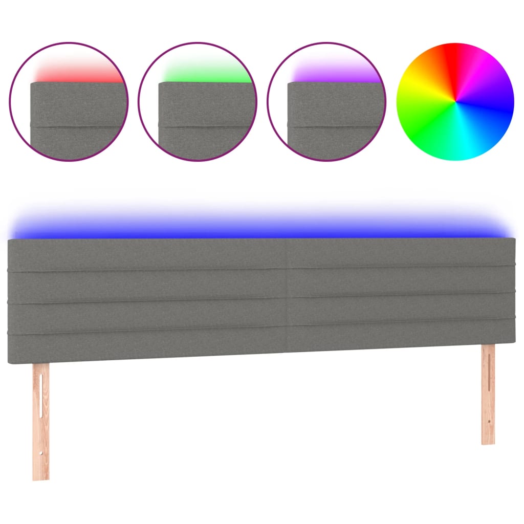 Κεφαλάρι Κρεβατιού LED Σκούρο Γκρι 180x5x78/88 εκ. Υφασμάτινο - Pakobazaar