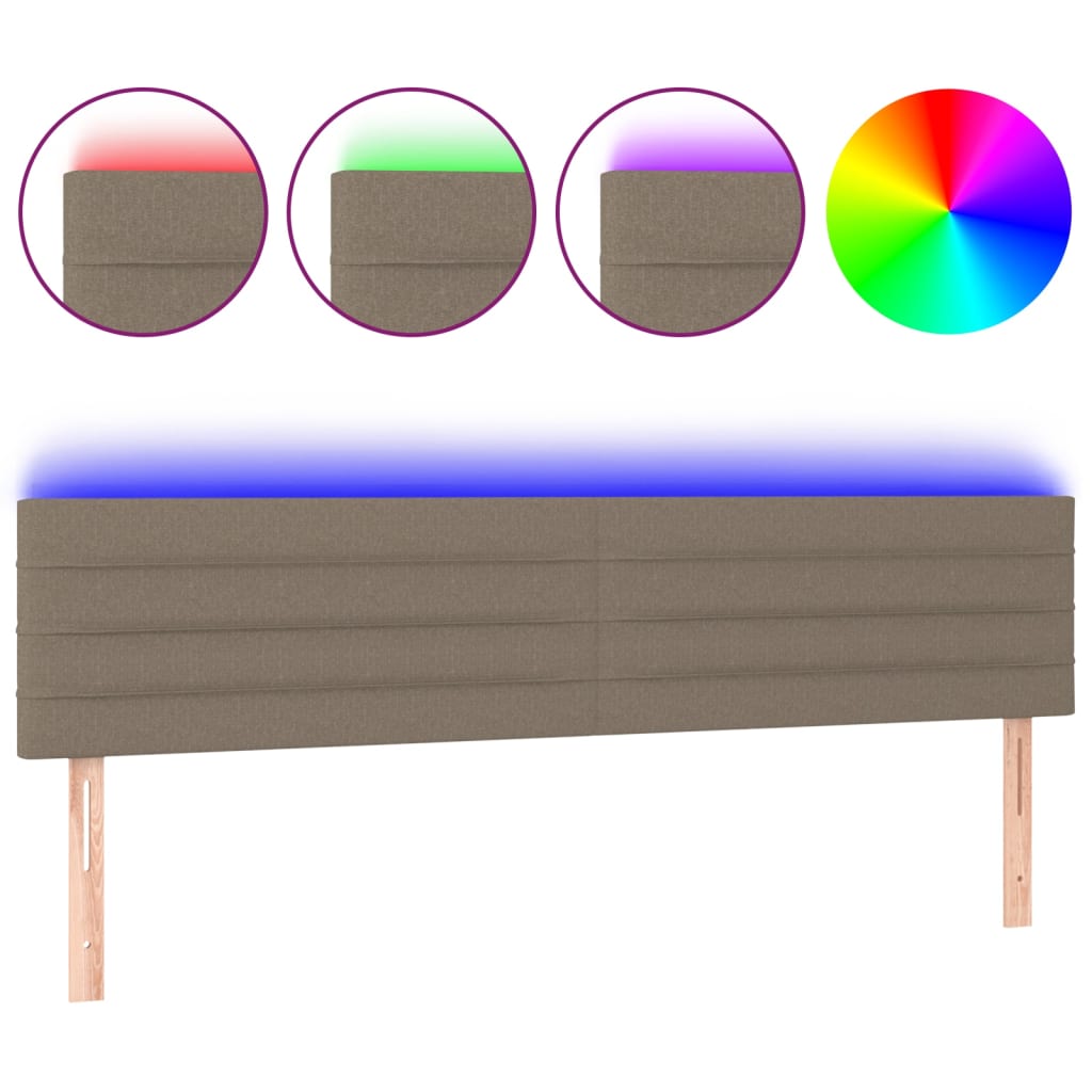 Κεφαλάρι Κρεβατιού LED Taupe 180x5x78/88 εκ. Υφασμάτινο