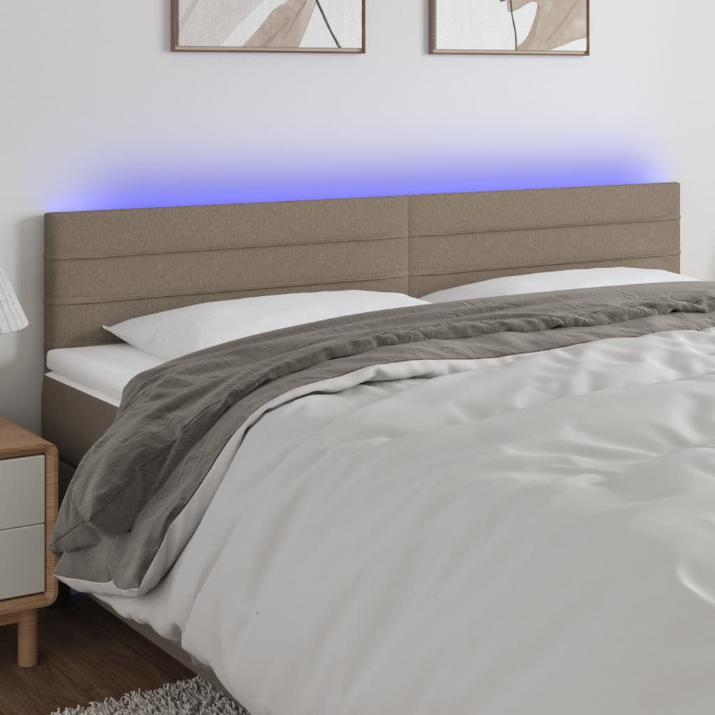 Κεφαλάρι Κρεβατιού LED Taupe 180x5x78/88 εκ. Υφασμάτινο