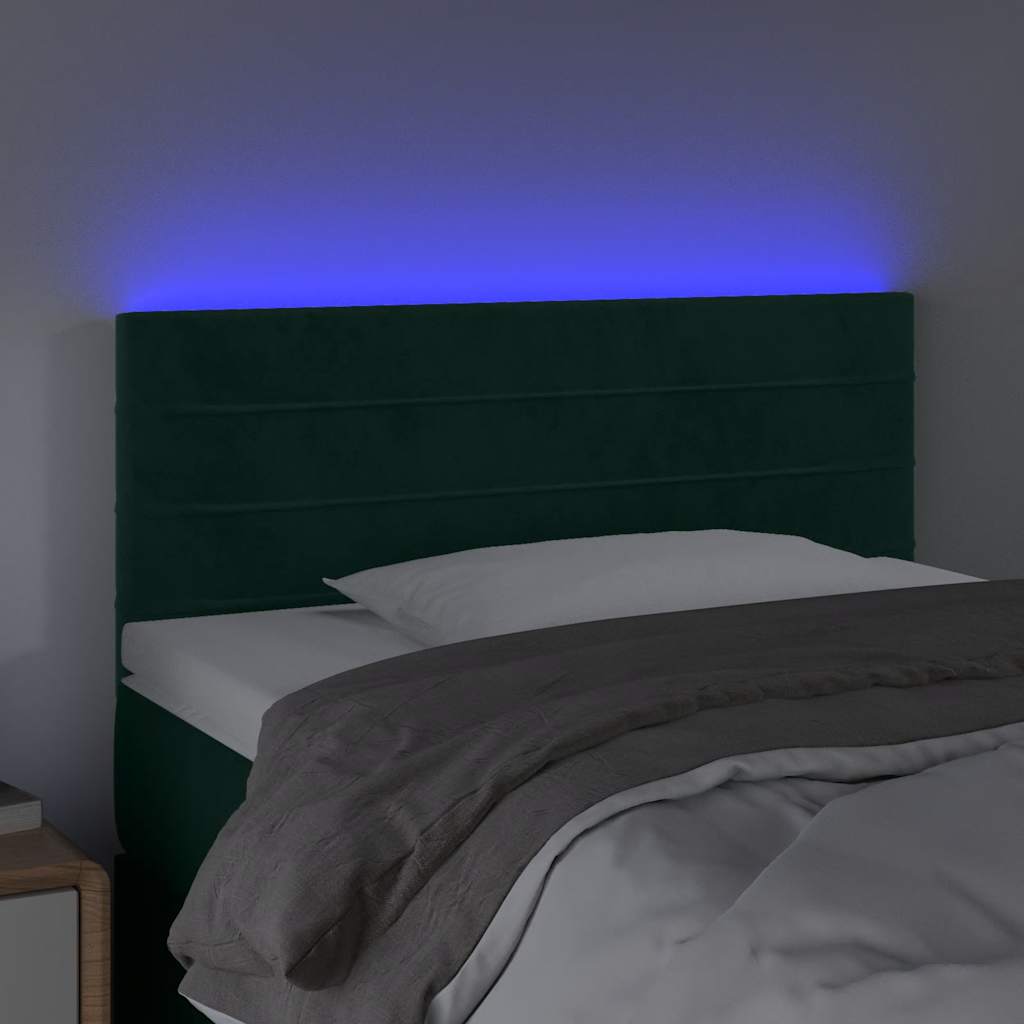 Κεφαλάρι Κρεβατιού LED Σκούρο Πράσινο 80x5x78/88 εκ. Βελούδινο
