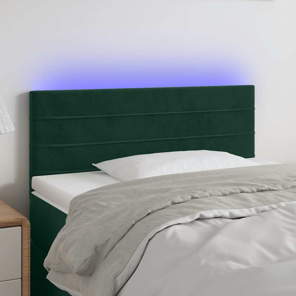 Κεφαλάρι Κρεβατιού LED Σκούρο Πράσινο 90x5x78/88 εκ. Βελούδινο