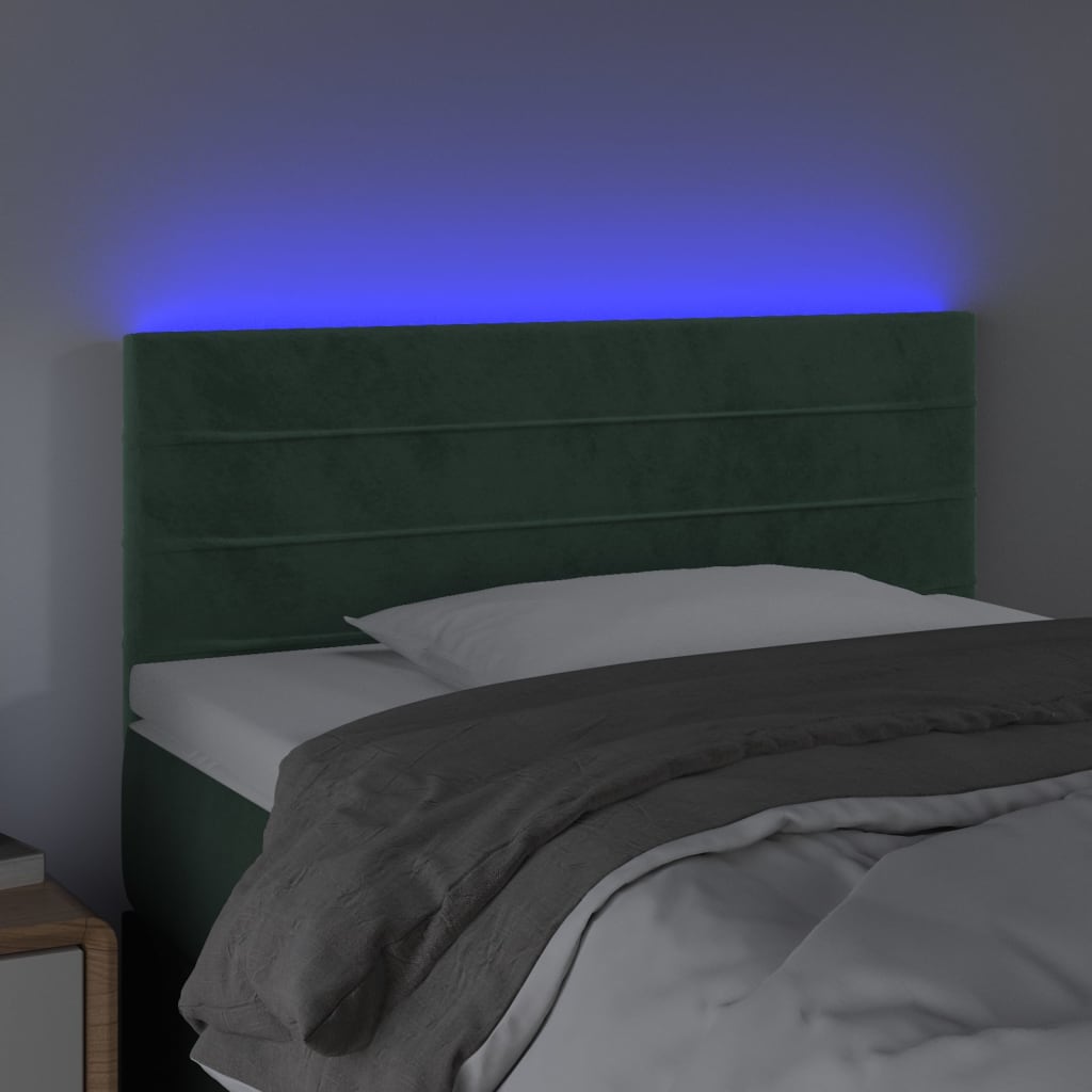 Κεφαλάρι Κρεβατιού LED Σκούρο Πράσινο 100x5x78/88 εκ. Βελούδινο