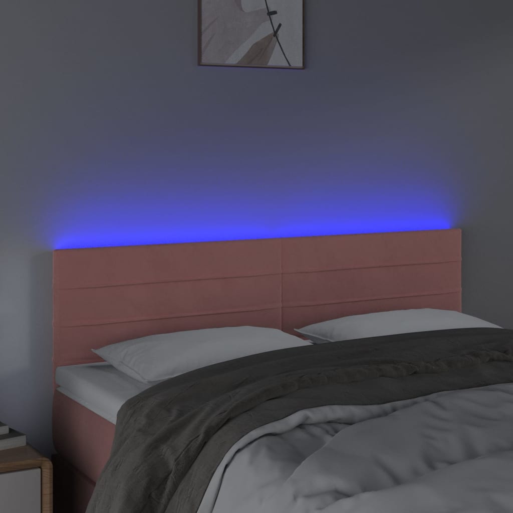 Κεφαλάρι Κρεβατιού LED Ροζ 144x5x78/88 εκ. Βελούδινο
