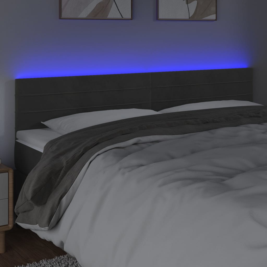 Κεφαλάρι Κρεβατιού LED Σκούρο Γκρι 160x5x78/88 εκ. Βελούδινο - Pakobazaar