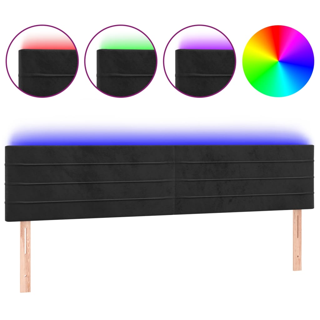 Κεφαλάρι Κρεβατιού LED Μαύρο 180x5x78/88 εκ. Βελούδινο