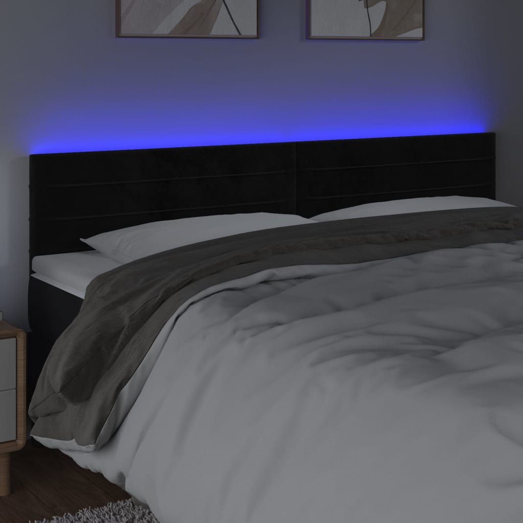 Κεφαλάρι Κρεβατιού LED Μαύρο 180x5x78/88 εκ. Βελούδινο