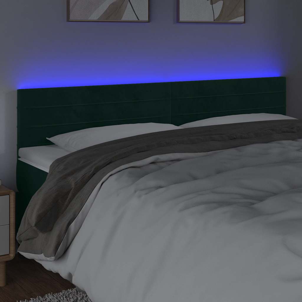 Κεφαλάρι Κρεβατιού LED Σκούρο Πράσινο 180x5x78/88 εκ. Βελούδινο