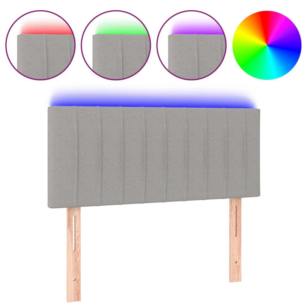 Κεφαλάρι Κρεβατιού LED Ανοιχτό Γκρι 100x5x78/88 εκ. Υφασμάτινο