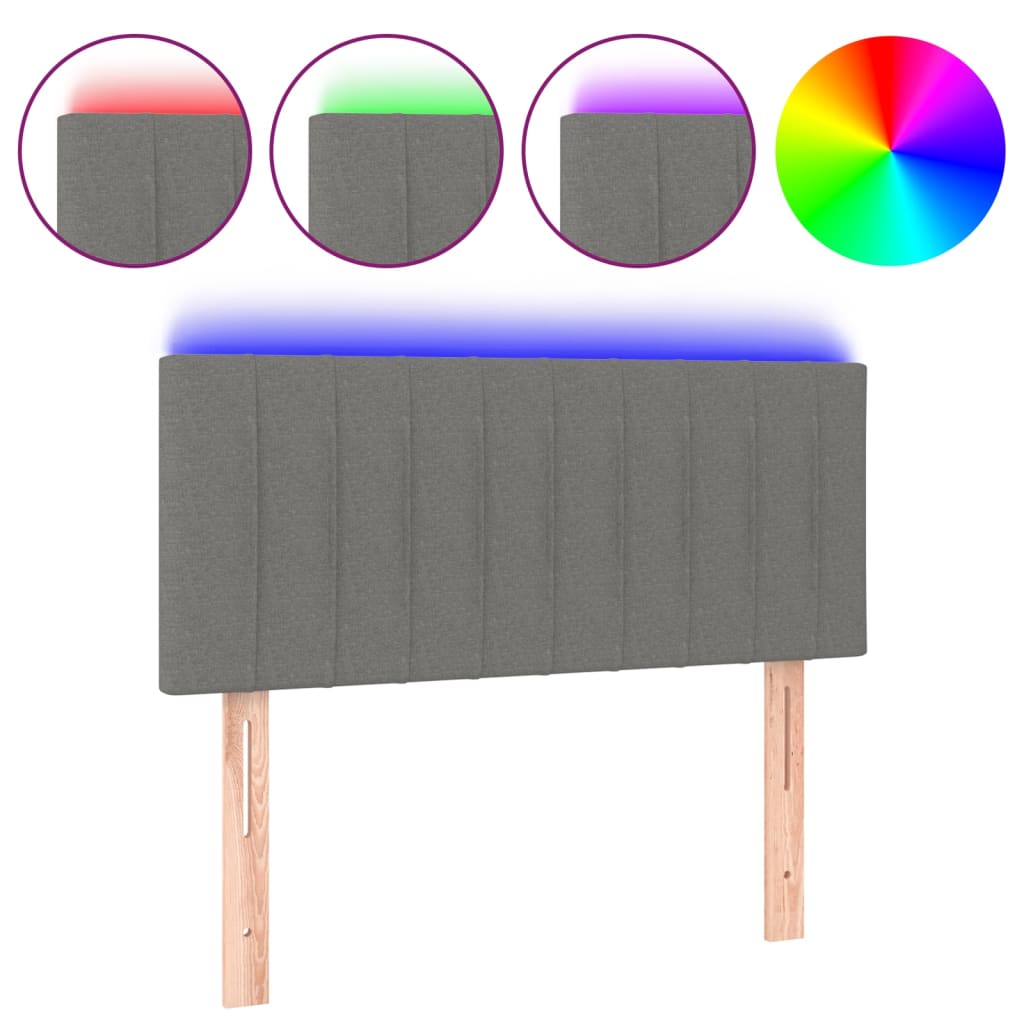 Κεφαλάρι Κρεβατιού LED Σκούρο Γκρι 100x5x78/88 εκ. Υφασμάτινο