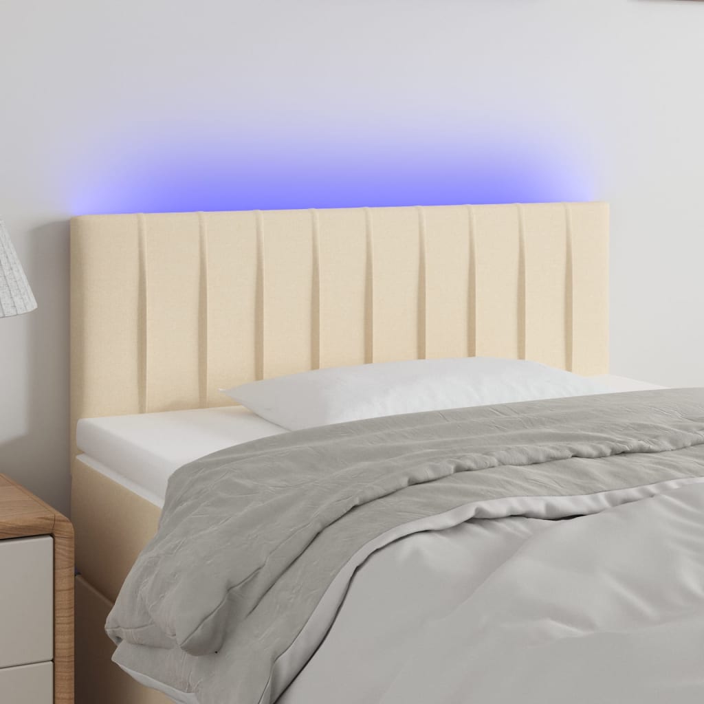 Κεφαλάρι Κρεβατιού LED Κρεμ 100x5x78/88 εκ. Υφασμάτινο - Pakobazaar