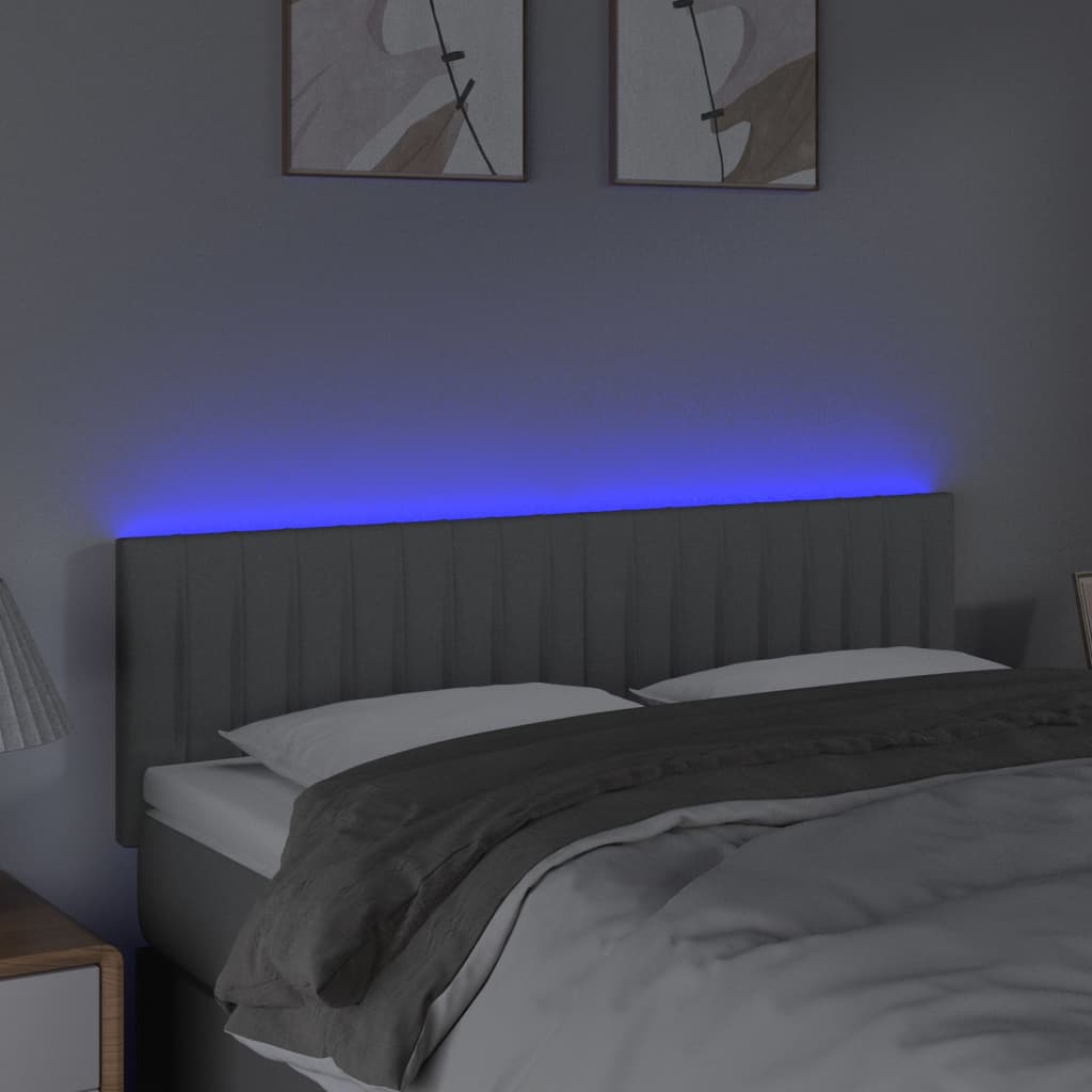 Κεφαλάρι Κρεβατιού LED Ανοιχτό Γκρι 144x5x78/88 εκ. Υφασμάτινο