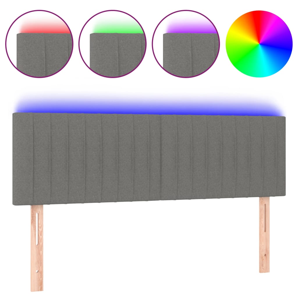 Κεφαλάρι Κρεβατιού LED Σκούρο Γκρι 144x5x78/88 εκ. Υφασμάτινο - Pakobazaar
