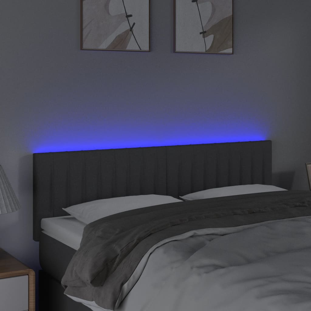Κεφαλάρι Κρεβατιού LED Σκούρο Γκρι 144x5x78/88 εκ. Υφασμάτινο - Pakobazaar