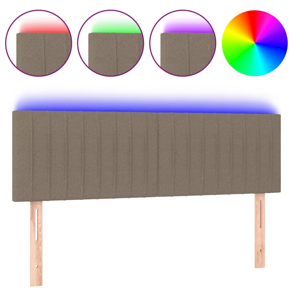 Κεφαλάρι Κρεβατιού LED Taupe 144x5x78/88 εκ. Υφασμάτινο