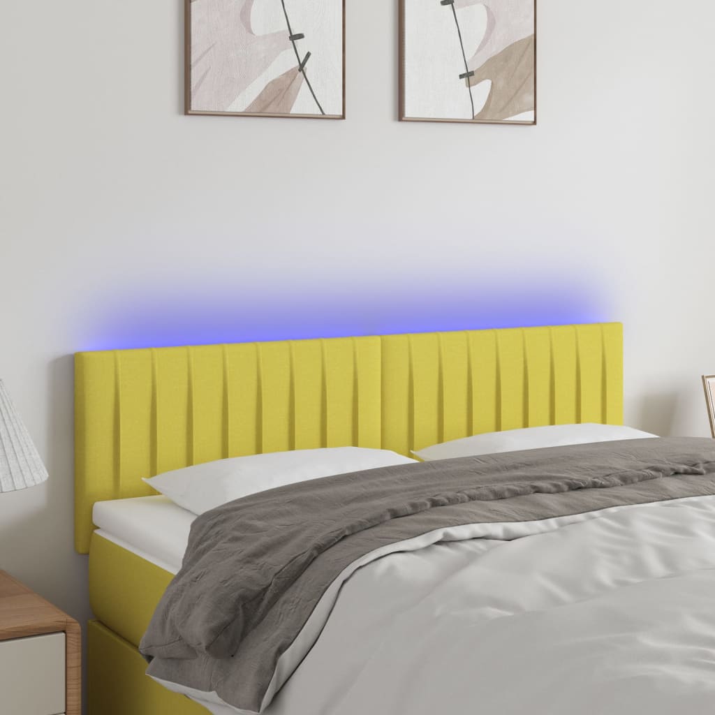 Κεφαλάρι Κρεβατιού LED Πράσινο 144x5x78/88 εκ. Υφασμάτινο - Pakobazaar