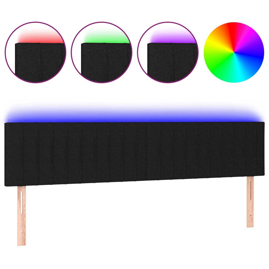 Κεφαλάρι Κρεβατιού LED Μαύρο 160x5x78/88 εκ. Υφασμάτινο