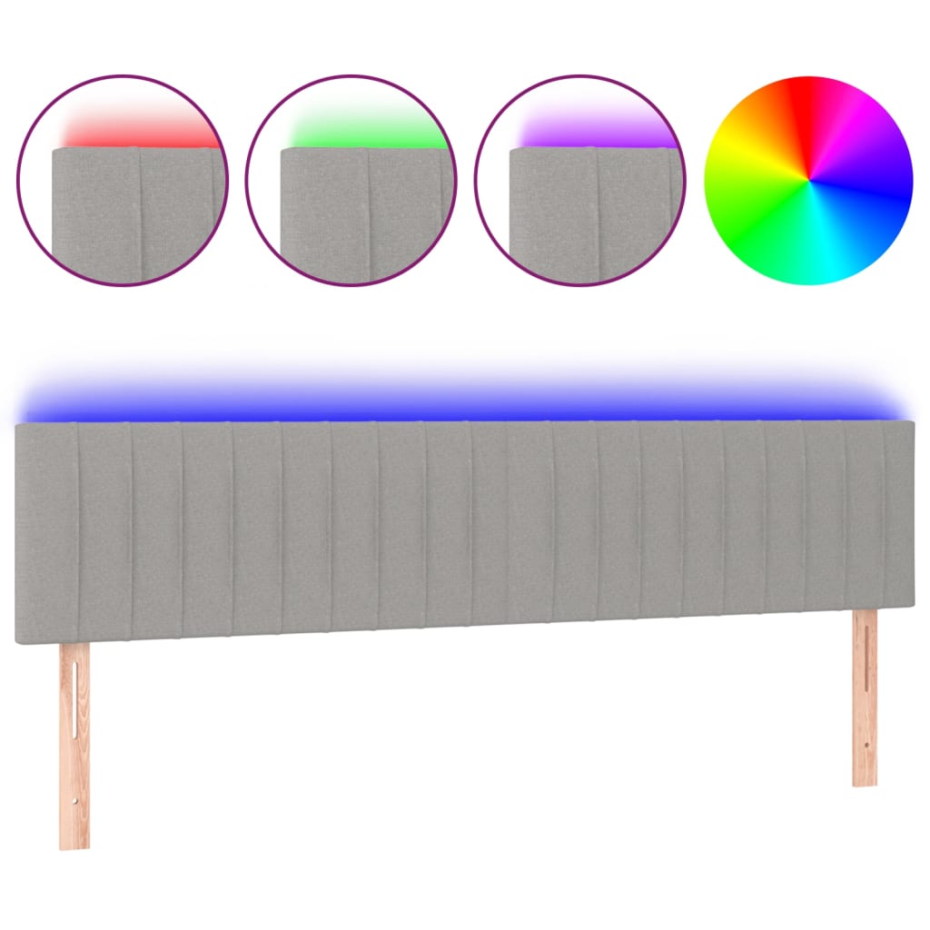 Κεφαλάρι Κρεβατιού LED Ανοιχτό Γκρι 180x5x78/88 εκ. Υφασμάτινο