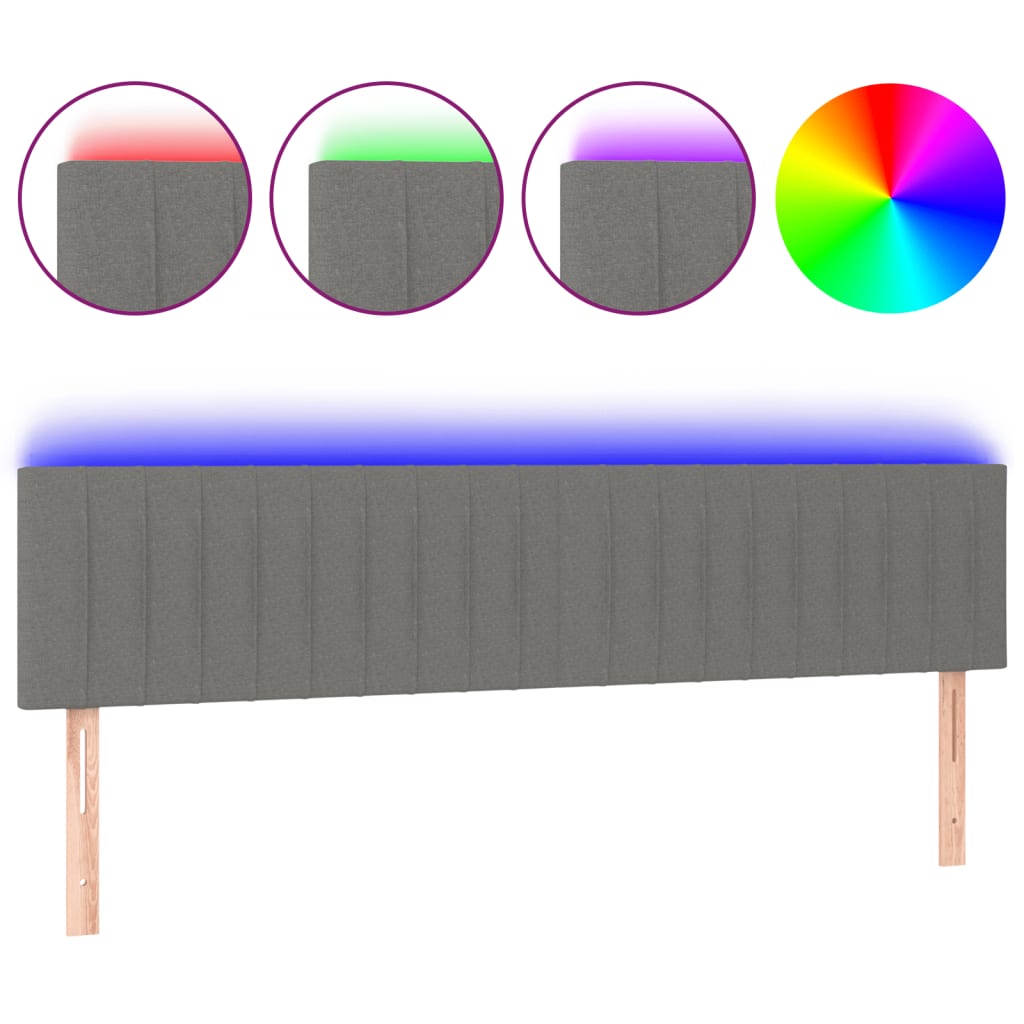 Κεφαλάρι Κρεβατιού LED Σκούρο Γκρι 180x5x78/88 εκ. Υφασμάτινο