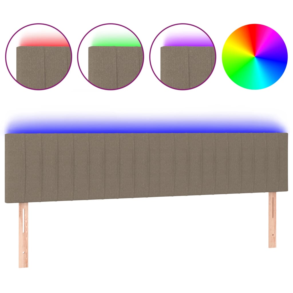 Κεφαλάρι Κρεβατιού LED Taupe 180x5x78/88 εκ. Υφασμάτινο