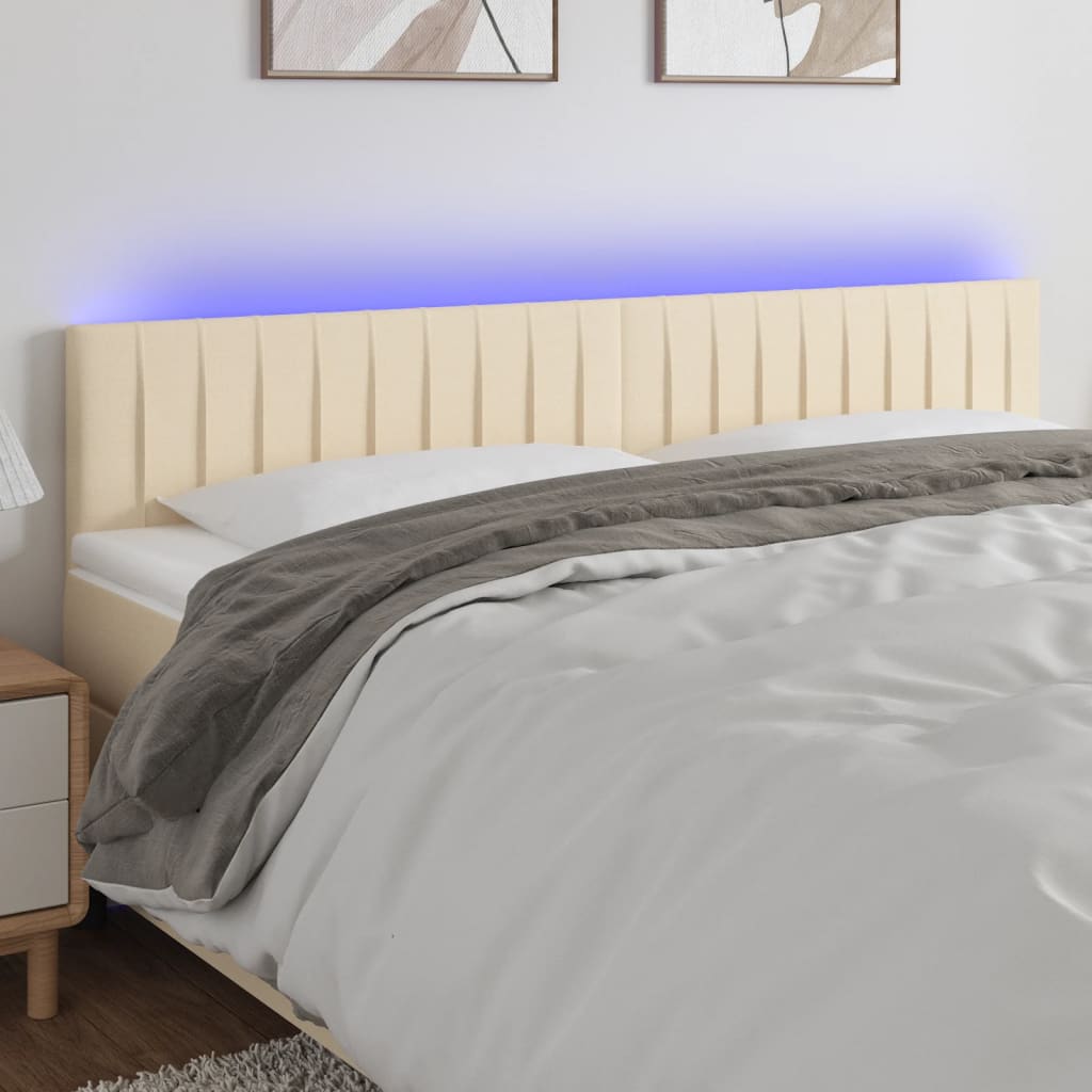 Κεφαλάρι Κρεβατιού LED Κρεμ 180x5x78/88 εκ. Υφασμάτινο - Pakobazaar
