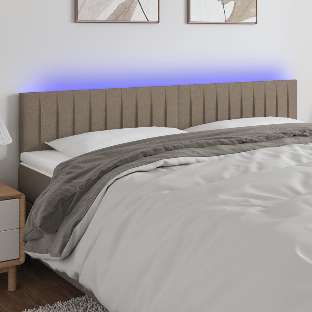 Κεφαλάρι Κρεβατιού LED Taupe 200x5x78/88 εκ. Υφασμάτινο - Pakobazaar