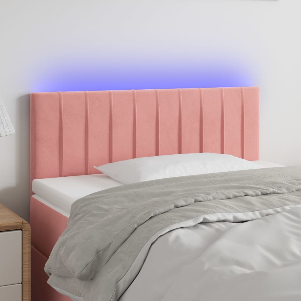 Κεφαλάρι Κρεβατιού LED Ροζ 80 x 5 x 78/88 εκ. Βελούδινο