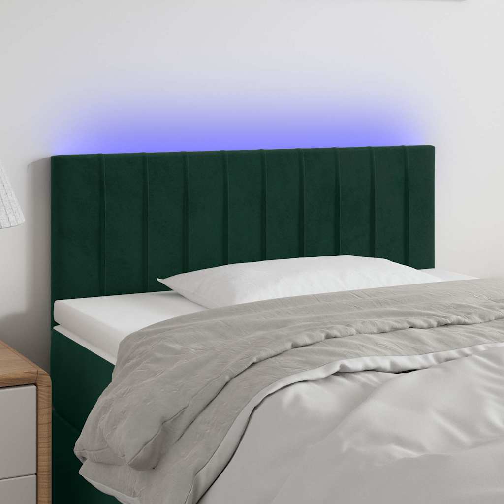 Κεφαλάρι Κρεβατιού LED Σκούρο Πράσινο 90x5x78/88 εκ. Βελούδινο