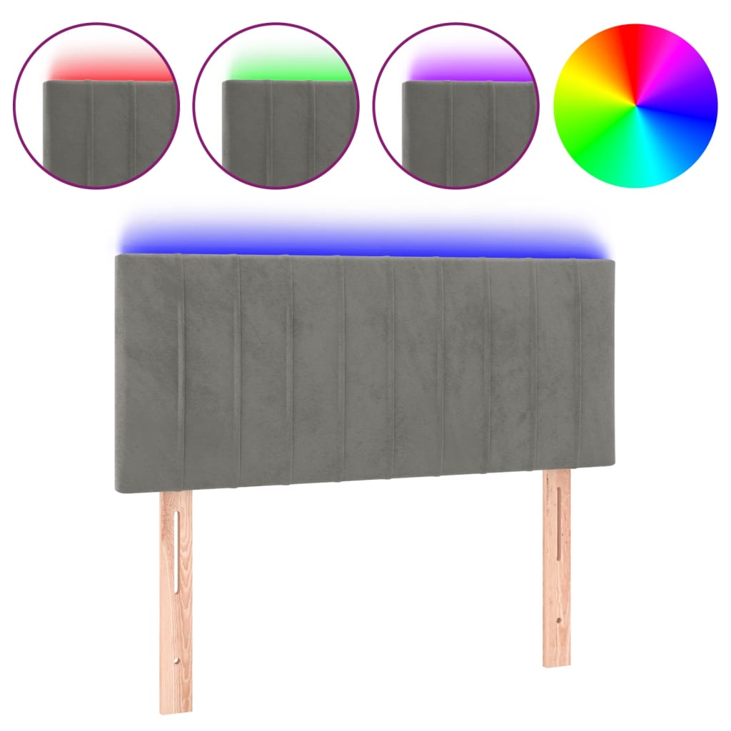 Κεφαλάρι Κρεβατιού LED Ανοιχτό Γκρι 100x5x78/88 εκ. Βελούδινο