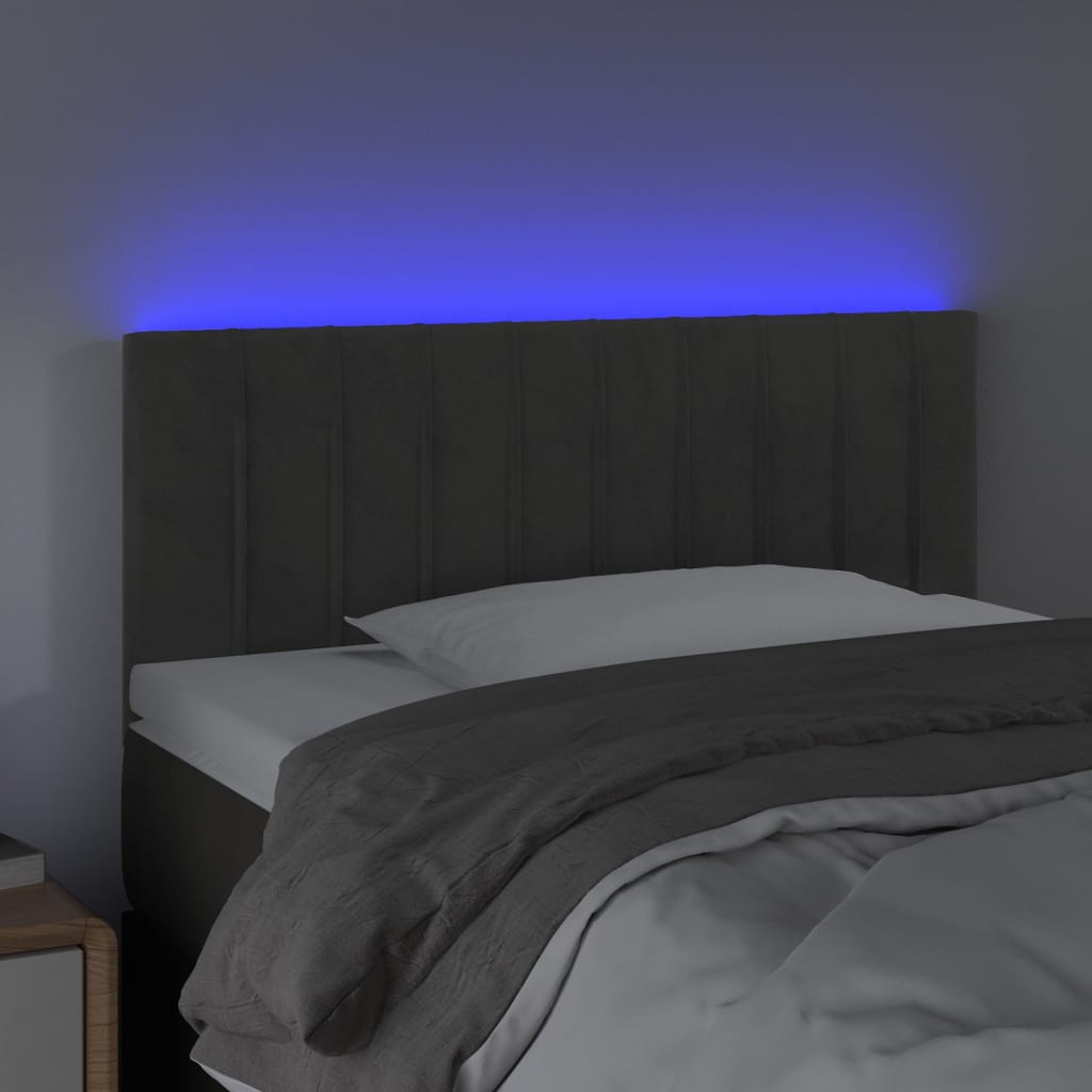 Κεφαλάρι Κρεβατιού LED Σκούρο Γκρι 100x5x78/88 εκ. Βελούδινο
