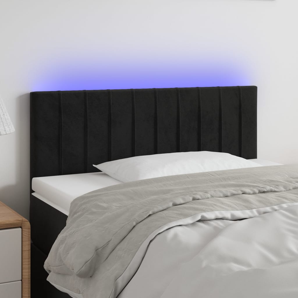 Κεφαλάρι Κρεβατιού LED Μαύρο 100x5x78/88 εκ. Βελούδινο