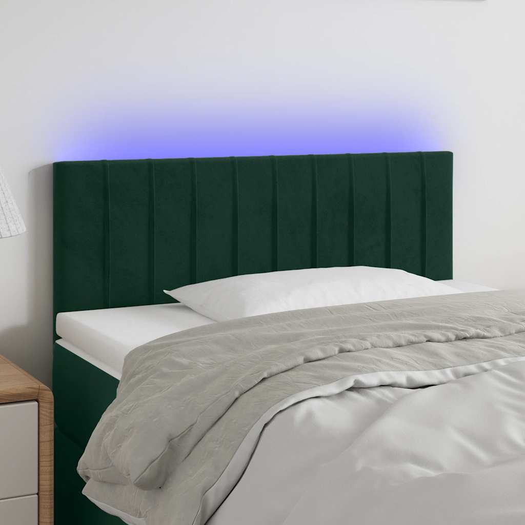 Κεφαλάρι Κρεβατιού LED Σκούρο Πράσινο 100x5x78/88 εκ. Βελούδινο