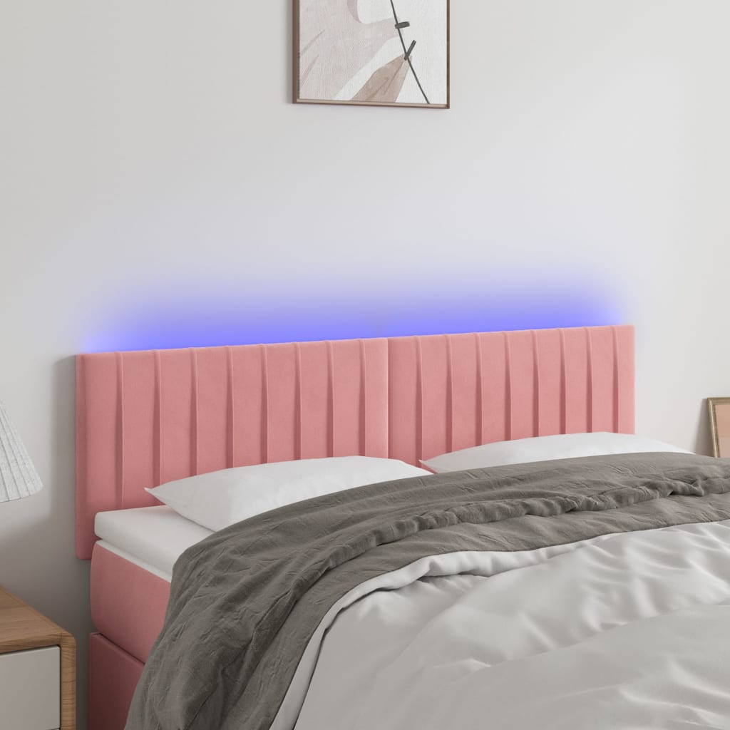 Κεφαλάρι Κρεβατιού LED Ροζ 144x5x78/88 εκ. Βελούδινο