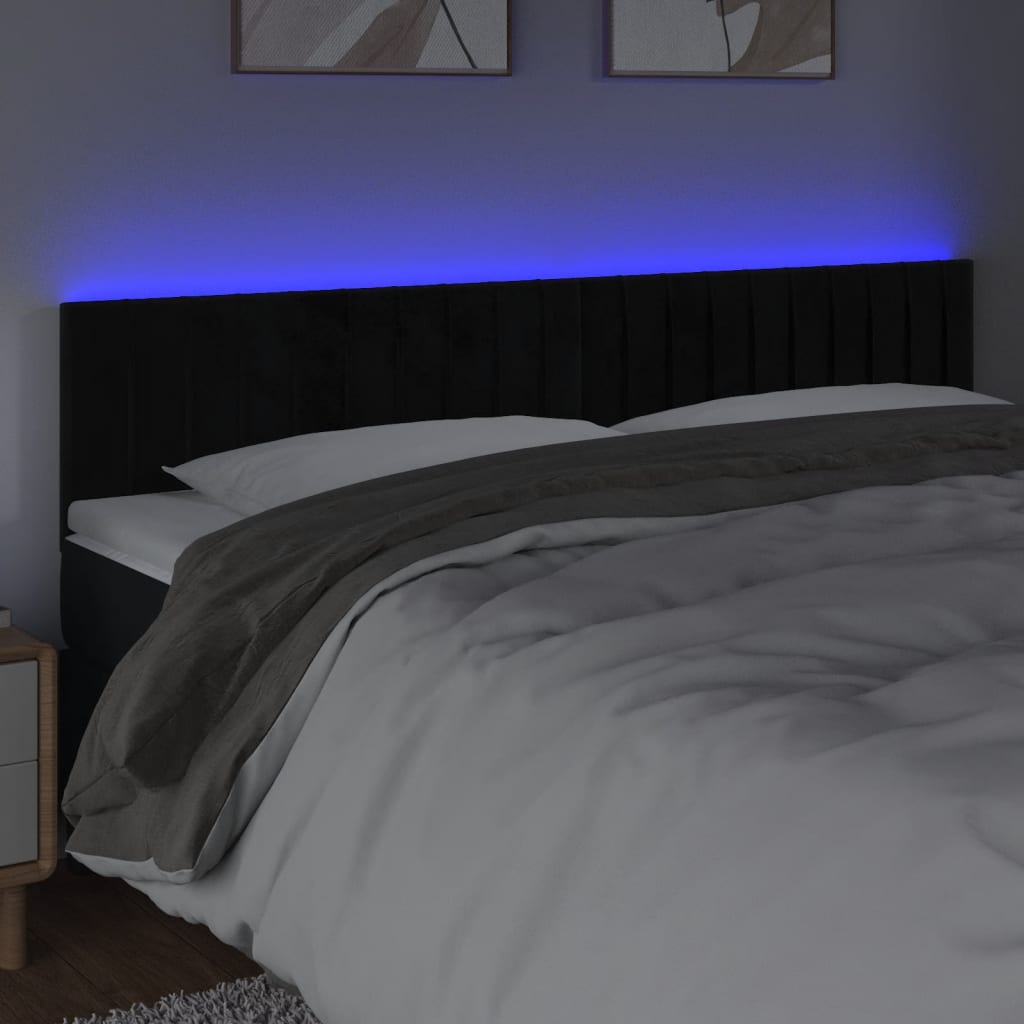 Κεφαλάρι Κρεβατιού LED Μαύρο 180x5x78/88 εκ. Βελούδινο